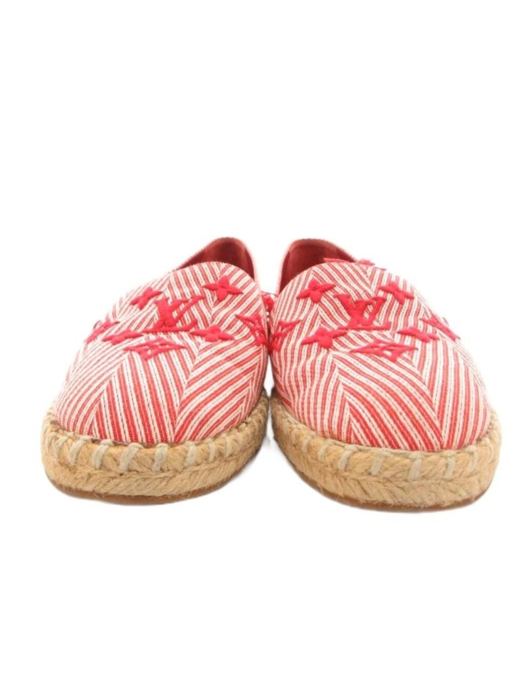 Louis Vuitton Slip on Shoes Canvas Espadrilles Monogram Embroidery 39.5 Red - Picture 4 of 9